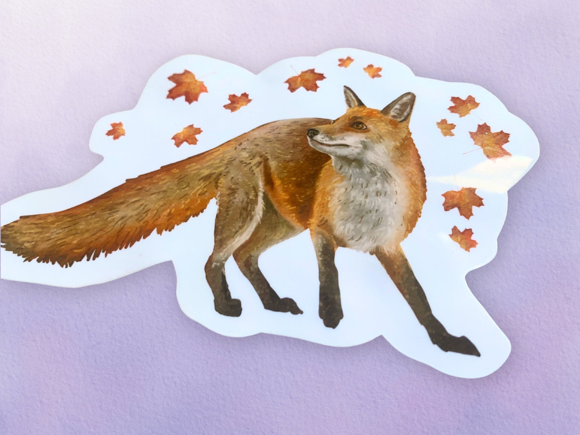 Fall Fox Sticker | Whimsical Animal Vinyl Sticker | Cute Woodland Sticker For Water Bottle - Debra Marie Art