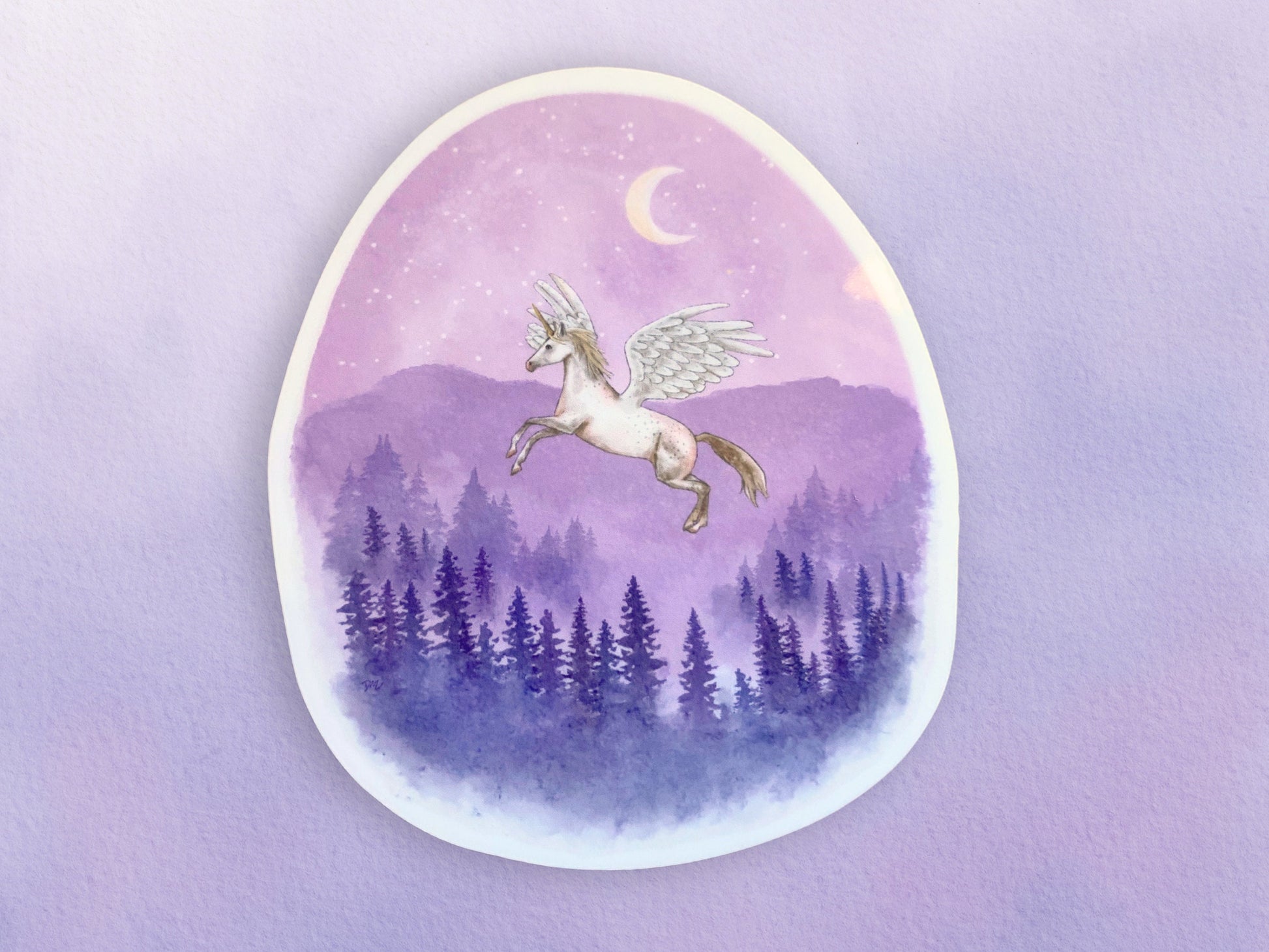 Unicorn Pegasus Sticker | Whimsical Animal Vinyl Sticker | Cute Fantasy Forest Sticker For Water Bottle - Debra Marie Art