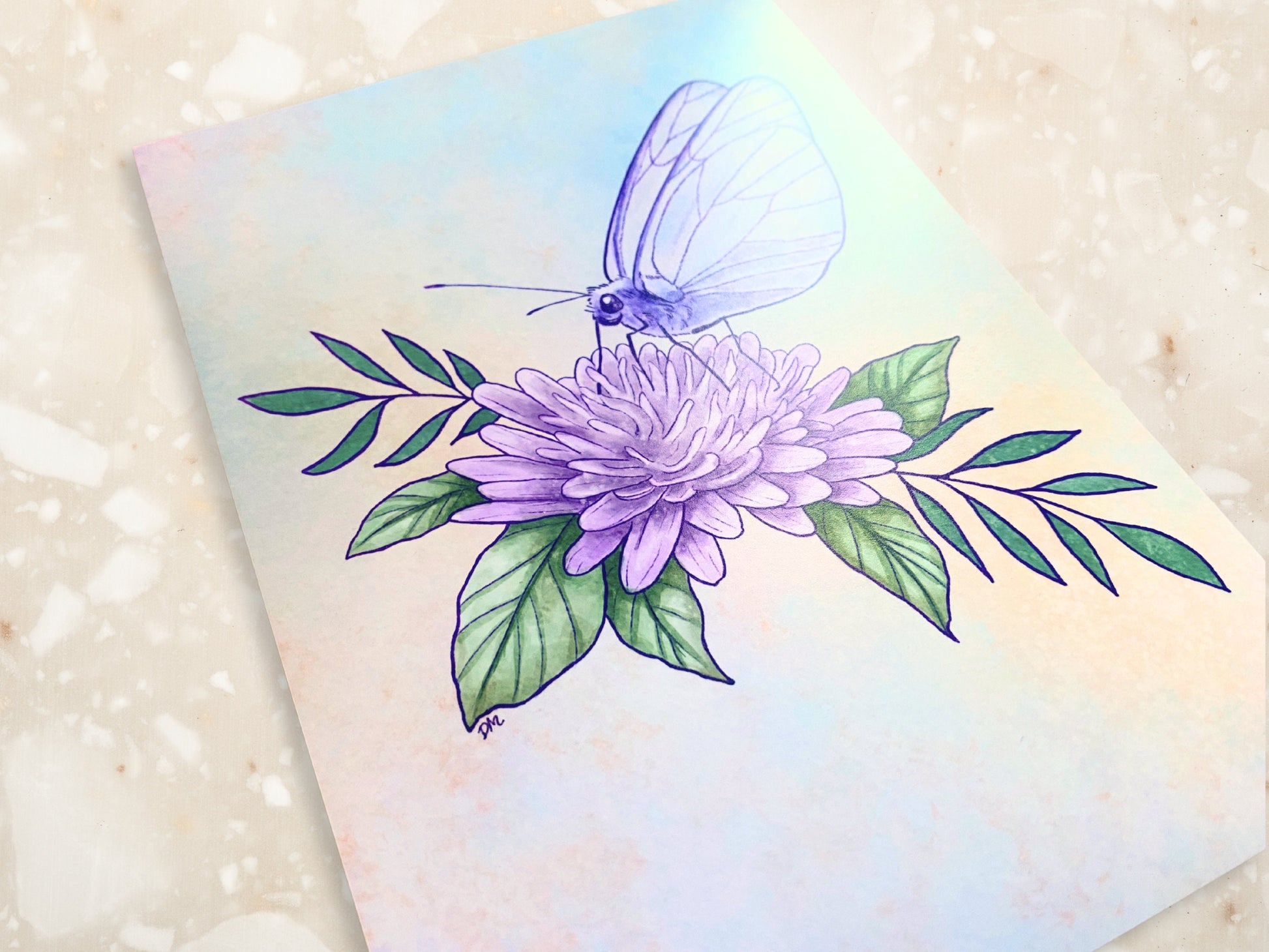 Purple Butterfly Art Print | Flower Art Home | Insect Wall Decor - Debra Marie Art