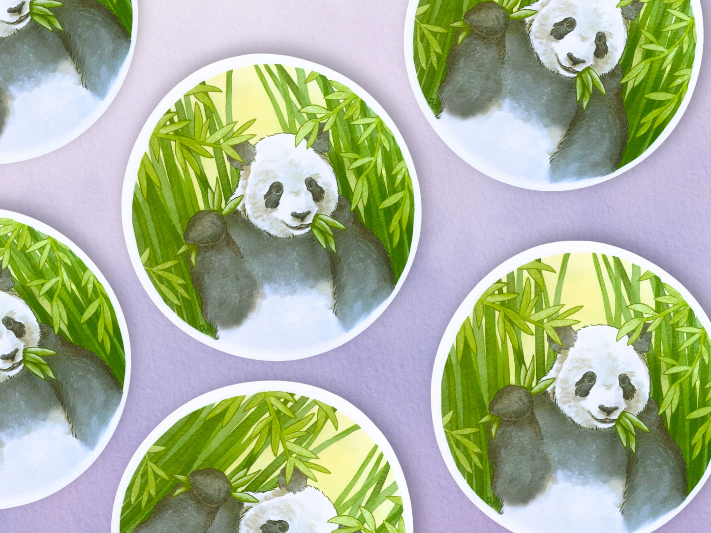 Panda Bear Bamboo Sticker | Animal Vinyl Sticker | Cute Forest Sticker For Water Bottle - Debra Marie Art