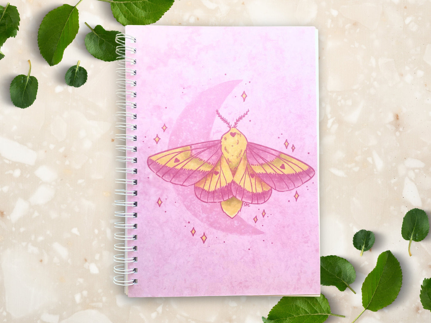 A5 Rosy Maple Moth Reusable Sticker Book | Nature Insect Album Display Organizer | Cute Sticker Storage Keeper - Debra Marie Art