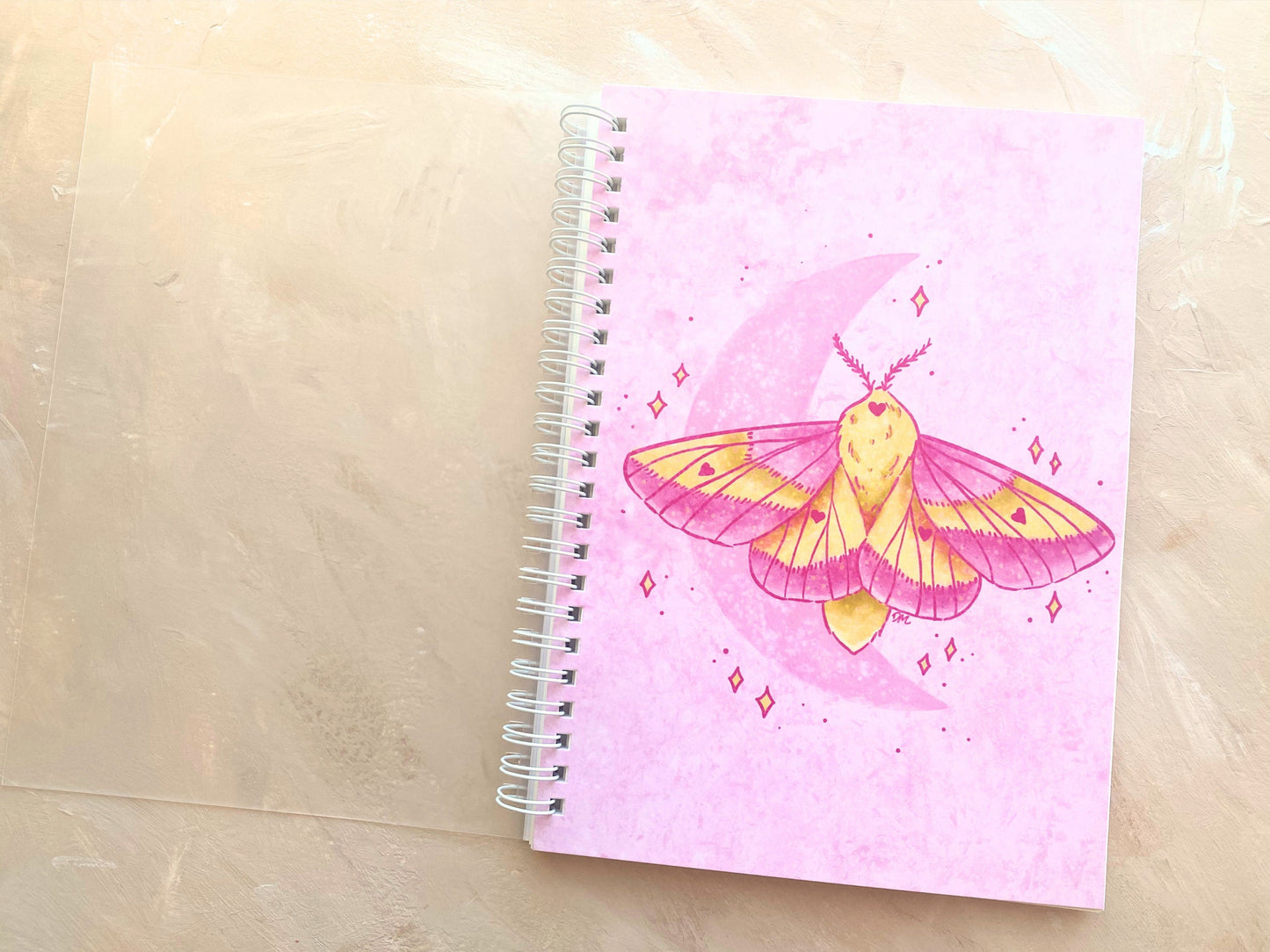 A5 Rosy Maple Moth Reusable Sticker Book | Nature Insect Album Display Organizer | Cute Sticker Storage Keeper - Debra Marie Art