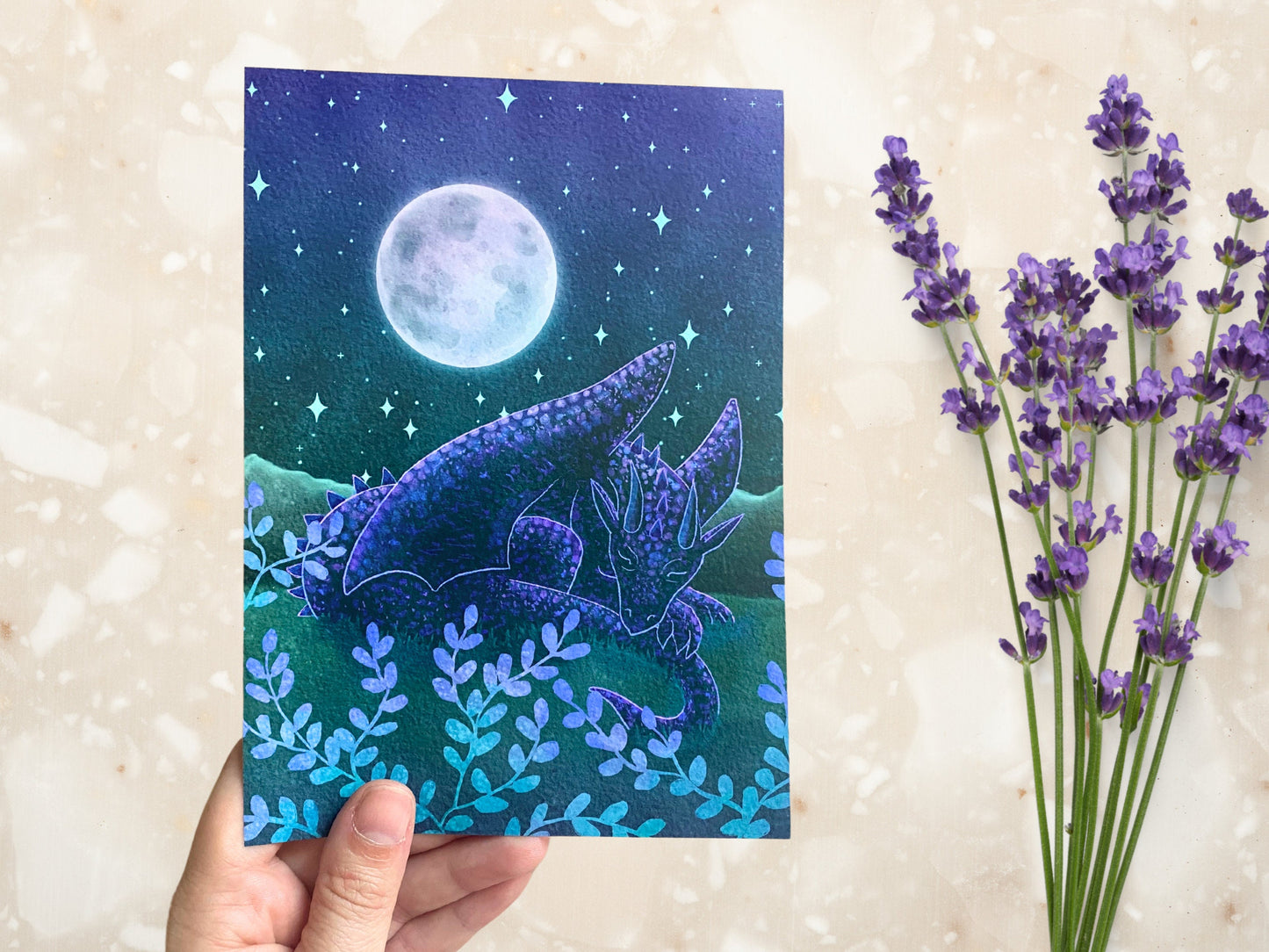 Celestial Dragon Art Print | Whimsigoth Nature Animal Art Home | Forest Creature Wall Decor - Debra Marie Art