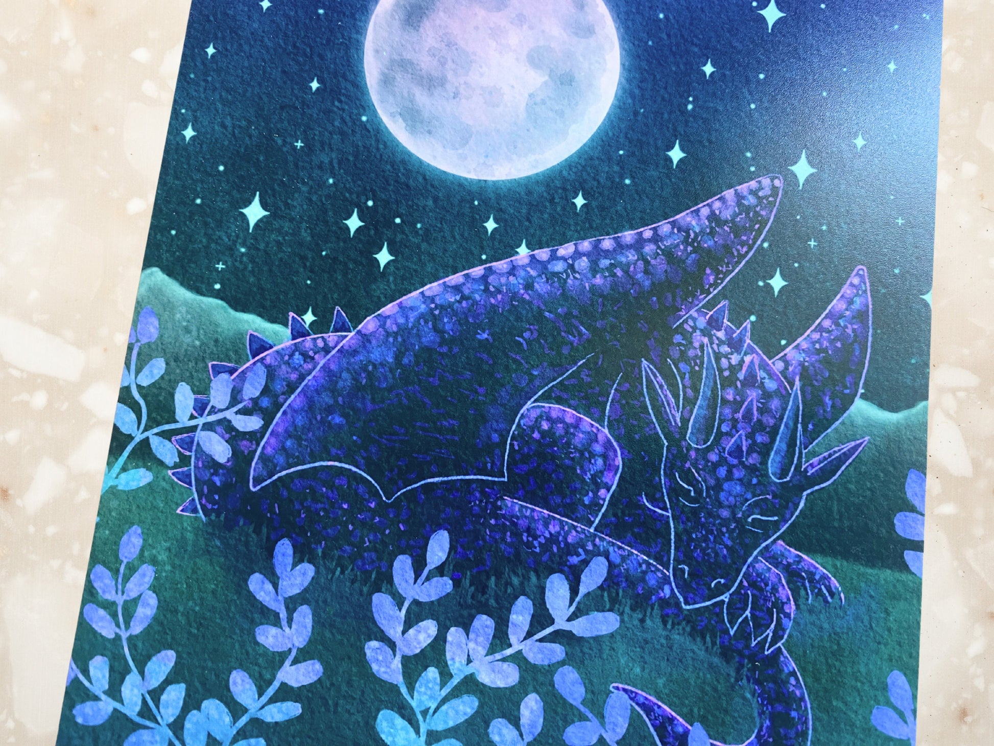 Whimsical Dragon Art Print Set | Fantasy Animal Creature Wall Decor |  Celestial Moon Nature Set of 2 Art Prints - Debra Marie Art