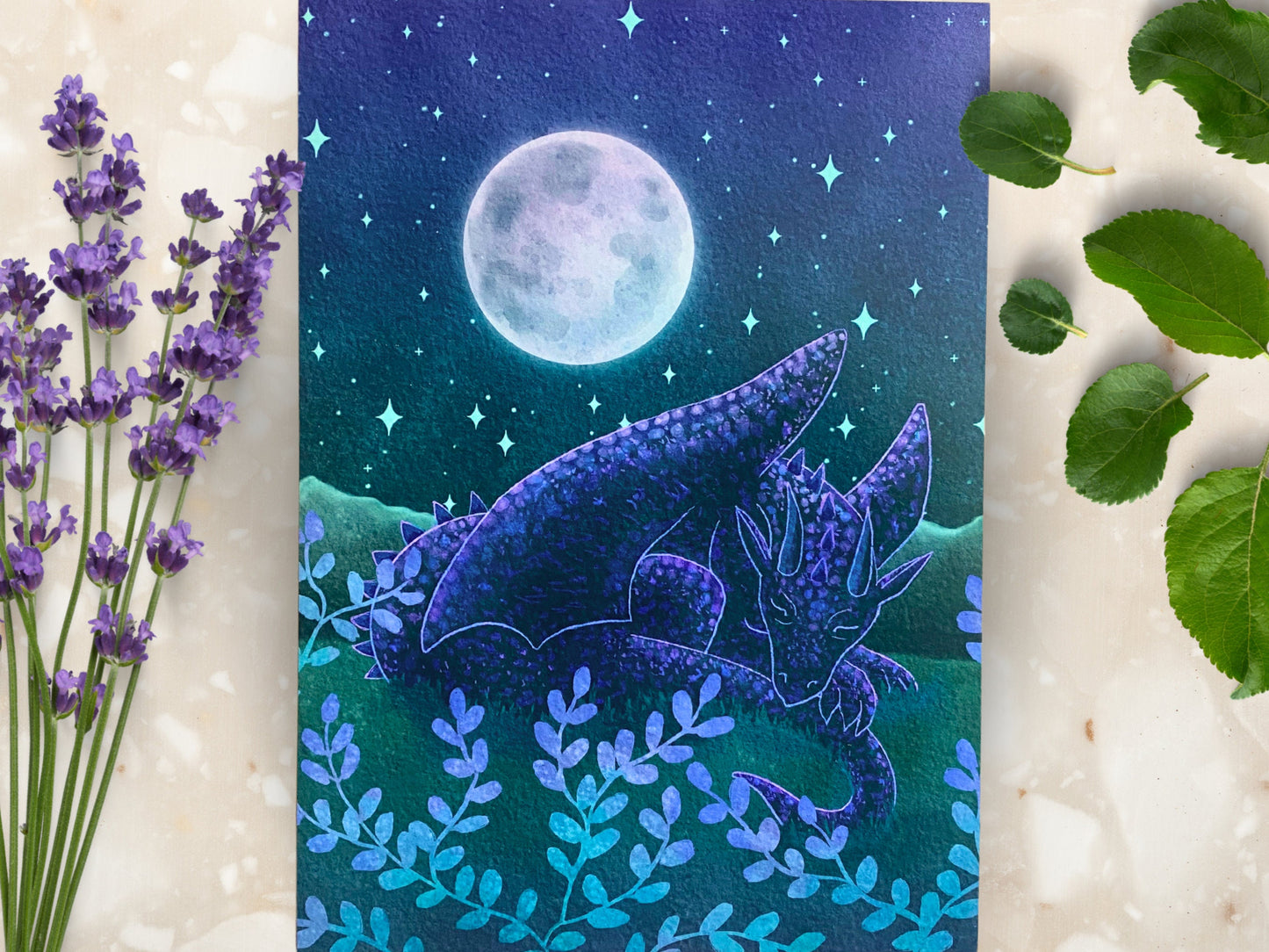 Whimsical Dragon Art Print Set | Fantasy Animal Creature Wall Decor |  Celestial Moon Nature Set of 2 Art Prints - Debra Marie Art