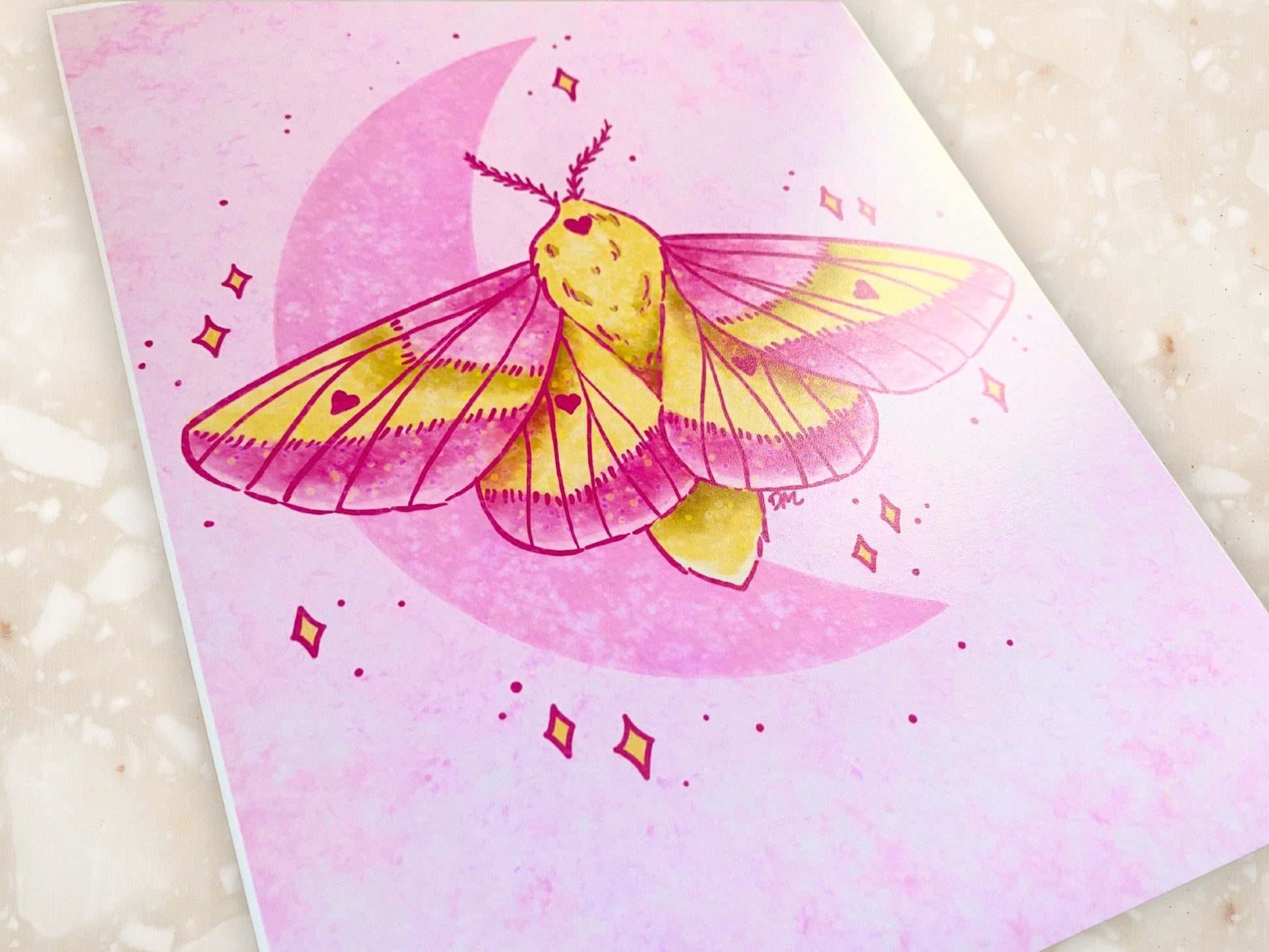 Celestial Pink Moth Art Print | Nature Animal Art Home | Insect Wall Decor - Debra Marie Art