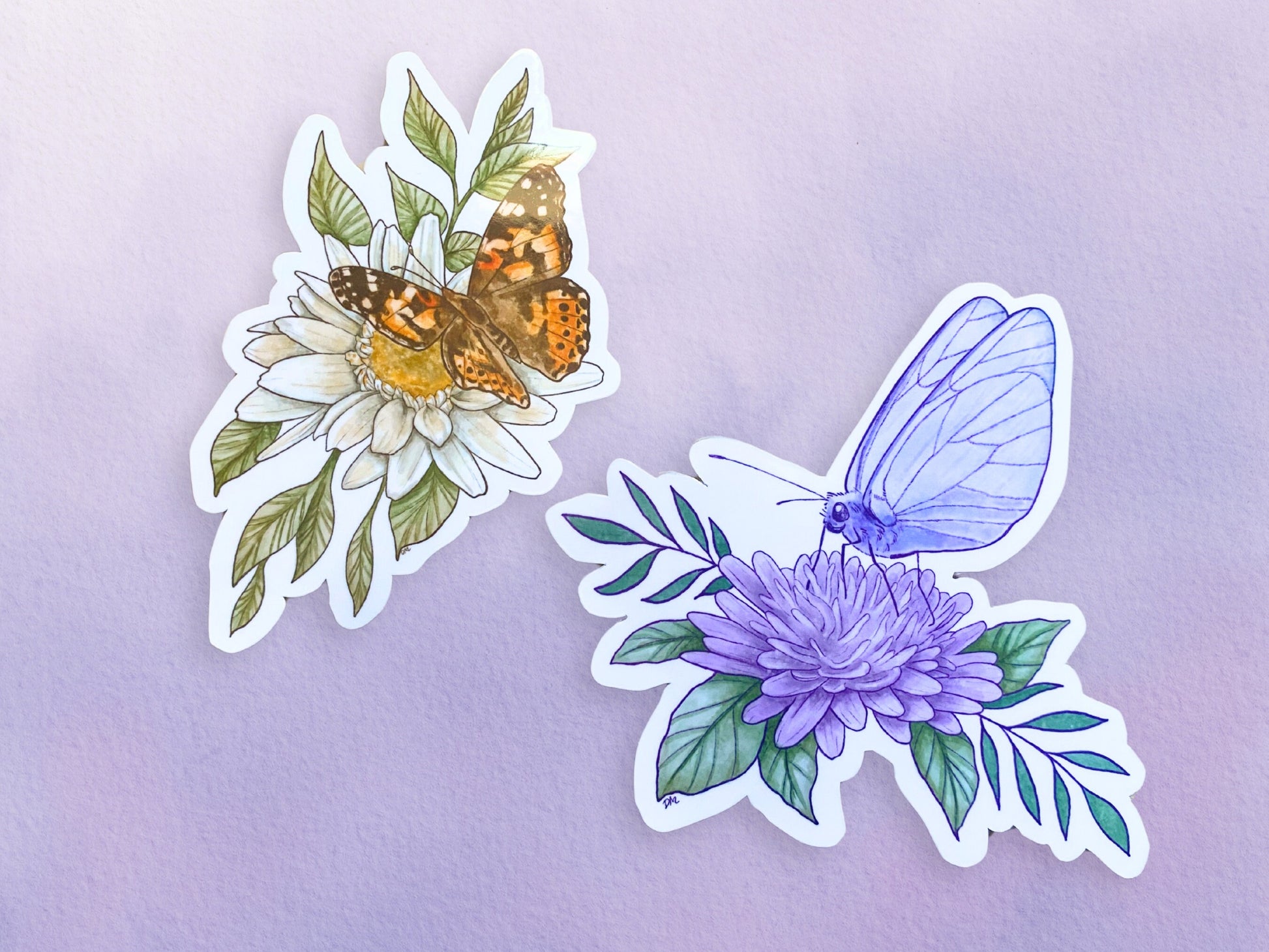 Butterfly Sticker Set | Nature Animal Sticker Pack | Flower Vinyl Waterproof Stickers For Water Bottle - Debra Marie Art