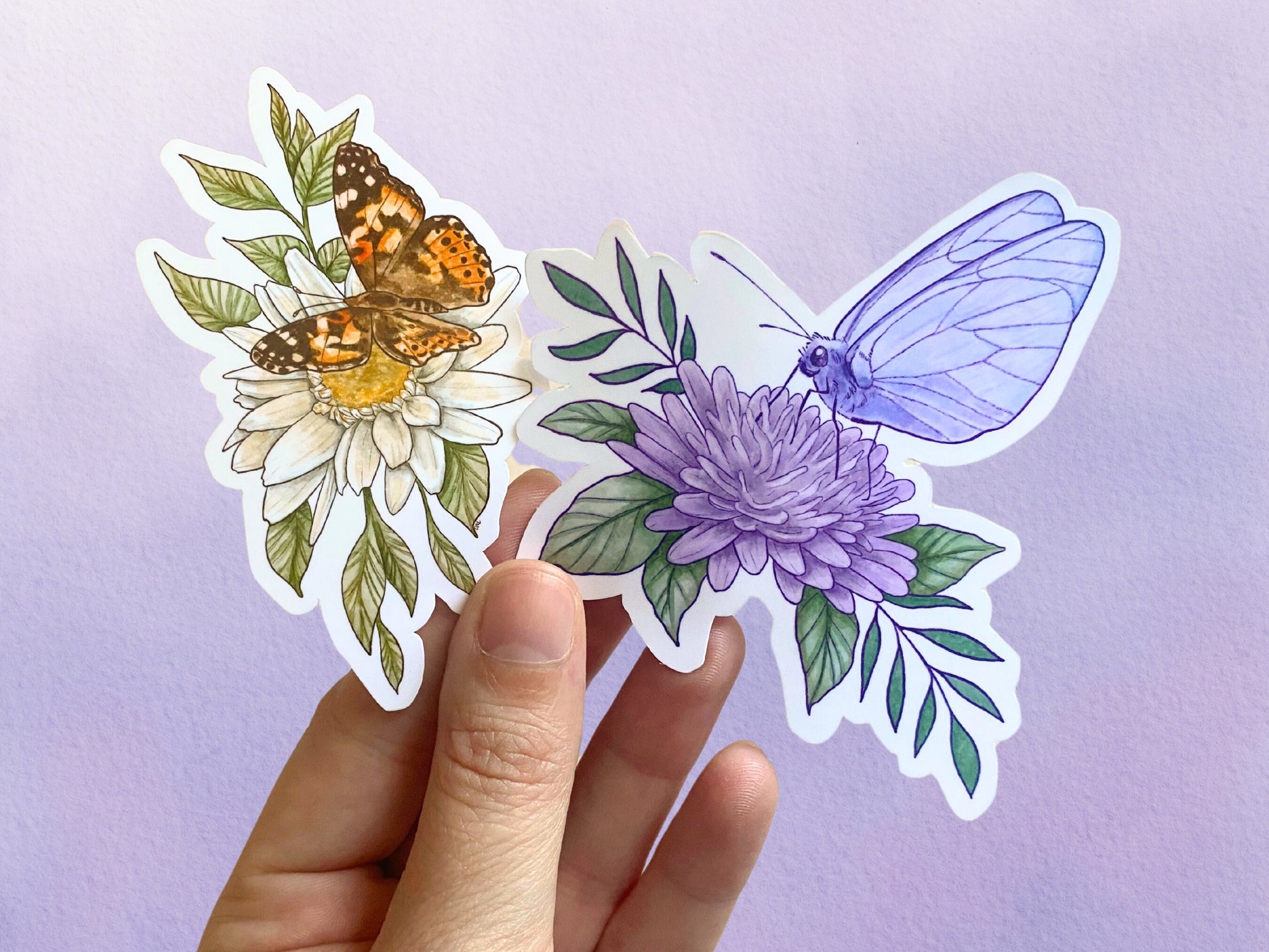 Butterfly Sticker Set | Nature Animal Sticker Pack | Flower Vinyl Waterproof Stickers For Water Bottle - Debra Marie Art