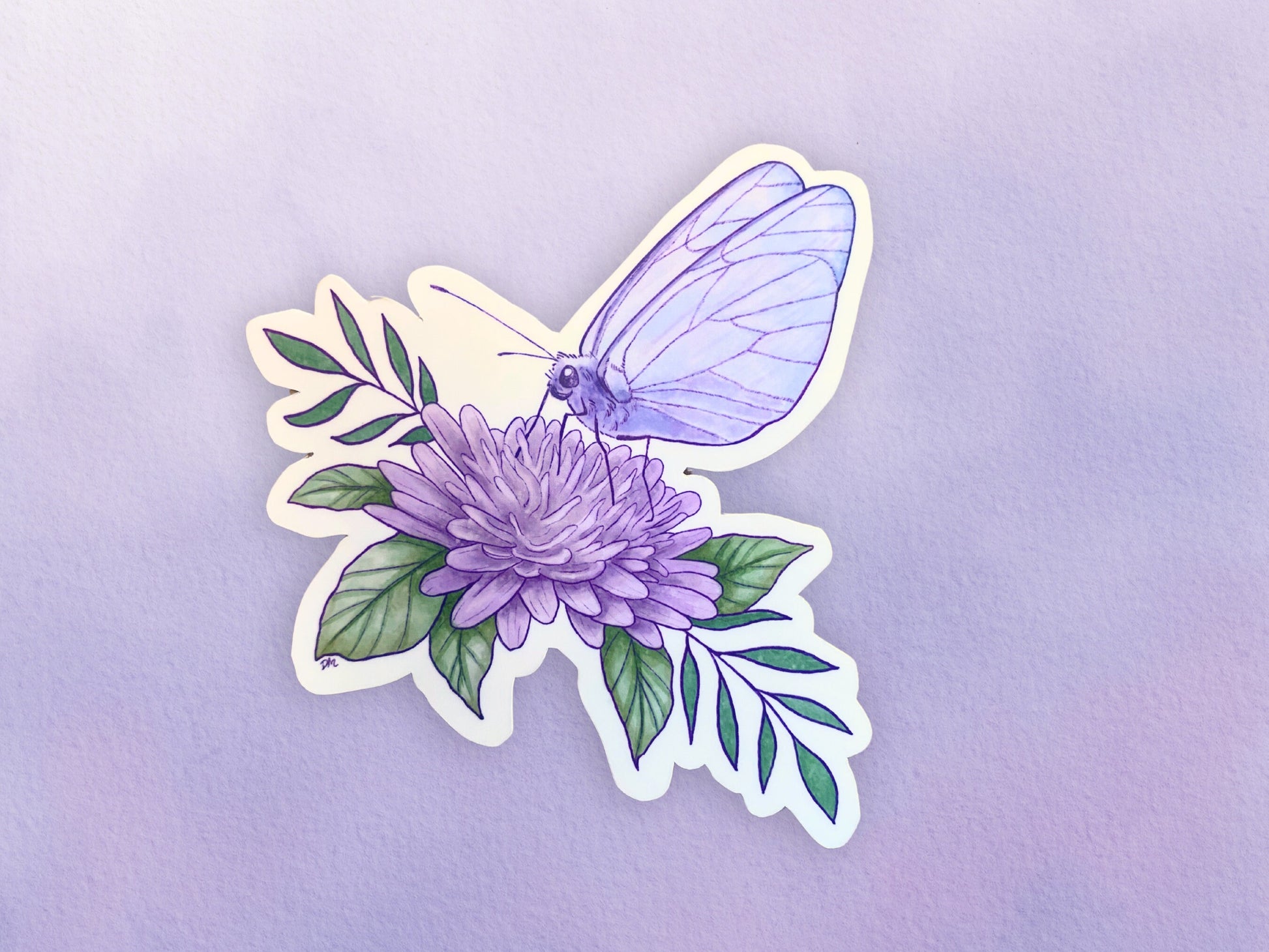 Purple Butterfly Sticker | Nature Insect Vinyl Sticker | Cute Flower Sticker For Water Bottle - Debra Marie Art