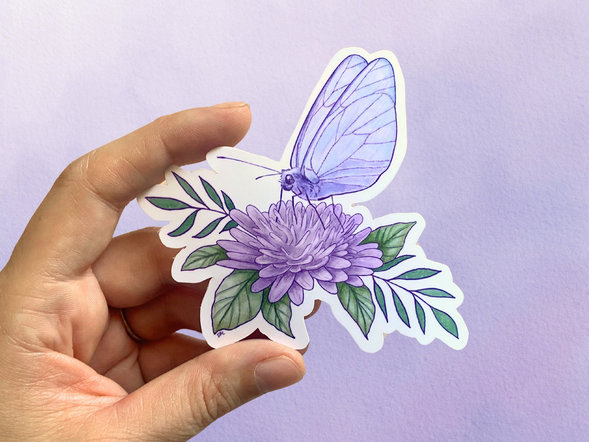 Purple Butterfly Sticker | Nature Insect Vinyl Sticker | Cute Flower Sticker For Water Bottle - Debra Marie Art