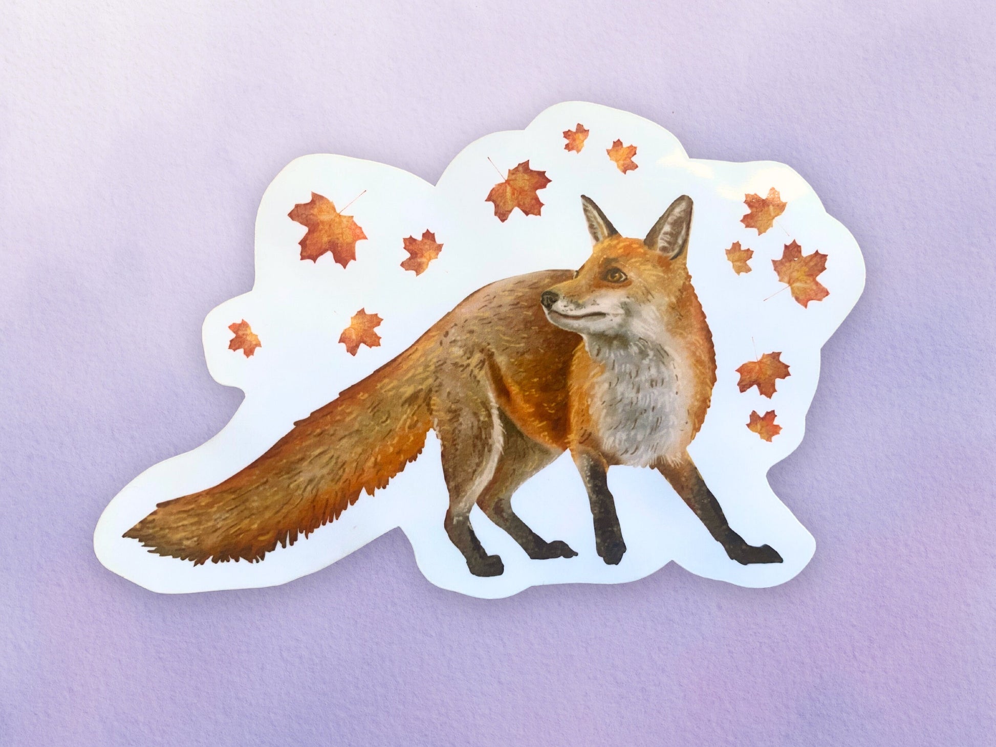 Fall Fox Sticker | Whimsical Animal Vinyl Sticker | Cute Woodland Sticker For Water Bottle - Debra Marie Art