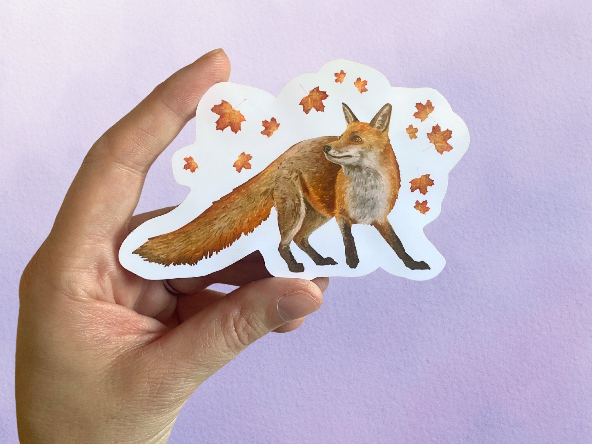 Fall Fox Sticker | Whimsical Animal Vinyl Sticker | Cute Woodland Sticker For Water Bottle - Debra Marie Art