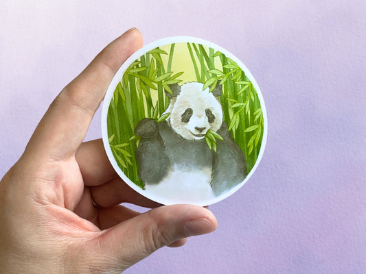 Panda Bear Bamboo Sticker | Animal Vinyl Sticker | Cute Forest Sticker For Water Bottle - Debra Marie Art