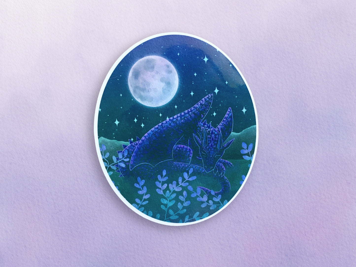 Celestial Dragon Moon Sticker | Fantasy Animal Vinyl Sticker | Cute Whimsical Sticker For Water Bottle - Debra Marie Art